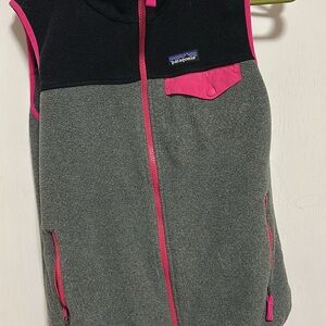 Patagonia Gray, Black & Pink Fleece Vest